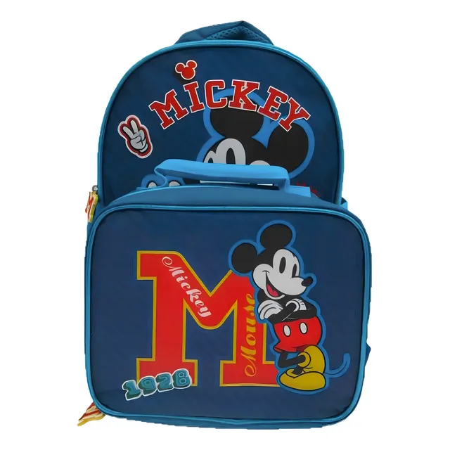 Mochila Con Lonchera Mickey Disney - Intek Color Azul Diseño de la tela Estampa Mickey