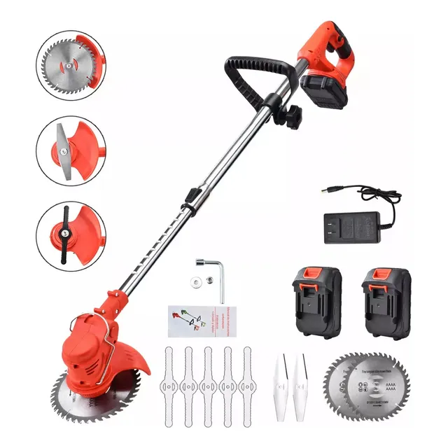 Desbrozadora Inalámbrico Electrica Podadora Portátil Cesped De Baterias 21v Color Rojo Hirlan