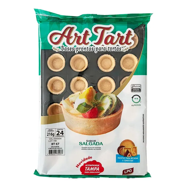 Tortinha Pronta Art Tart Salgada 4 Cm, C/24 Unid