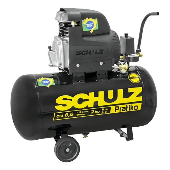 Compressor De Ar Pratiko 50 Litros 2,0 Hp Csi 8,6 Schulz Cor Preto Fase elétrica Monofásica 220V