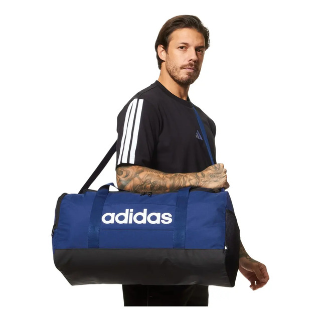Mala Duffel Linear Média adidas Azul Liso