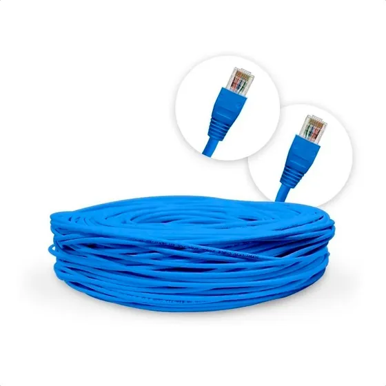 Cabo Internet Cat 5e Até 1000mb/s Montado Plug-in 20 Metros