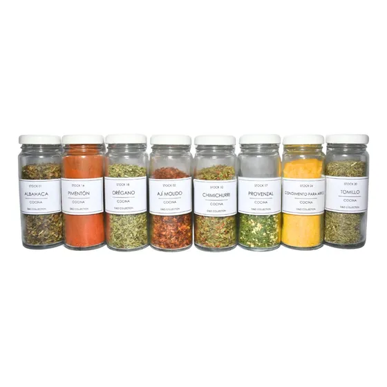 Set X 12 Especieros Transparente Vidrio Tapa Metalica 120cc 