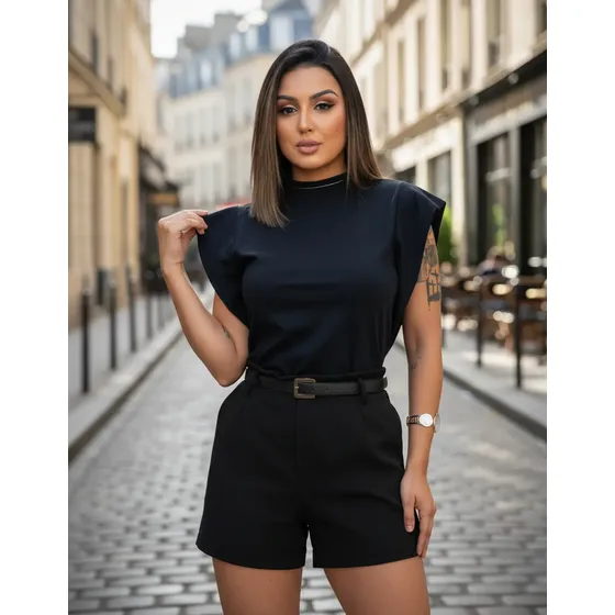 Blusa Feminina Social Manga Morcego Muscle Tee Luxo