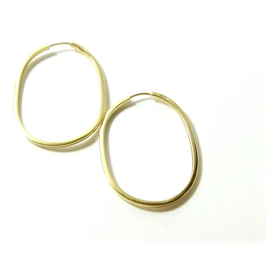 Brinco Ouro Argolas Tipo Ovaladas B8506-11389