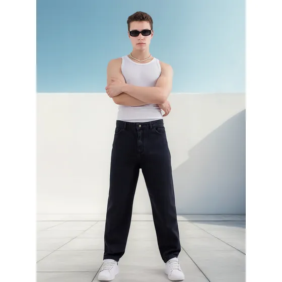 Pantalón Jean Negro Unisex Hershe Denim