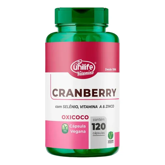 Cranberry 120 Capsulas Unilife com selênio vitamina A e zinco