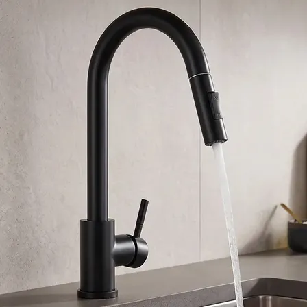 Torneira Cozinha Inox Preto Extensível Dupla Função Spray 360° Água Quente E Fria Winda Monocomando com Bica Alta, Ducha Retrátil e Instalação de Bancada
