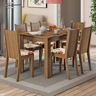 Sala De Jantar Madesa Maris Mesa Tampo De Madeira 6 Cadeiras Cor Rustic/floral Hibiscos 044825zxtflh Sala De Jantar Madesa Maris Mesa Tampo De Madeira 6 Cadeiras Cor Rustic/floral Hibiscos 044825zxtflh