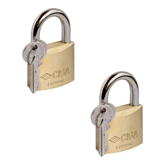 Combo Candado De Arco 50mm  De Latón 2 Llaves 2 Unds Cisa