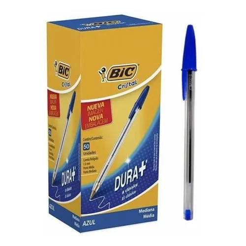 Lapicera Bolígrafo Bic Cristal. Caja X50. Ofertón! Color de la tinta Azul Color del exterior Transparente