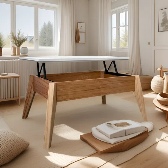 Mesa Ratona Escandinava Elevable Oslo T/ Laqueada P/ Paraiso