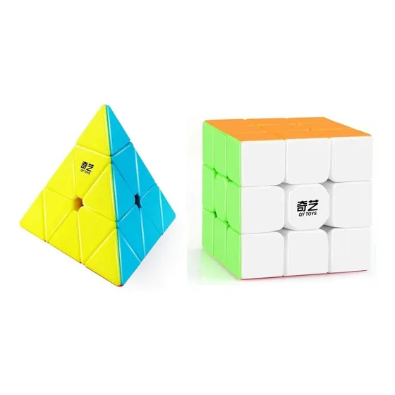 Combo Rubik 3x3 Warrior + Pyraminx Q + Lubri - Original Qiyi