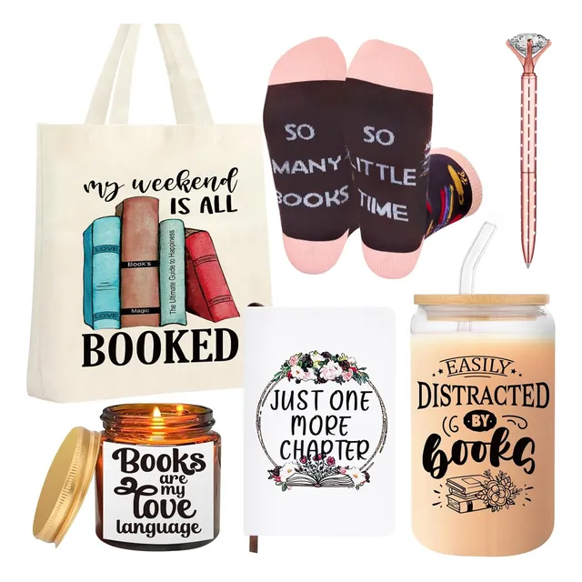 Regalo Para Mujer Que Ama Los Libros Lectora Bolso+vaso+vela