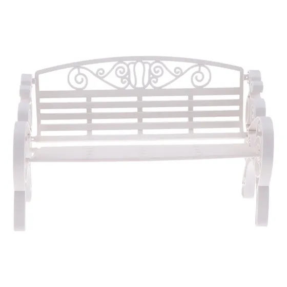 Banco De Parque De Jardín De Casas De Muñecas Blanco