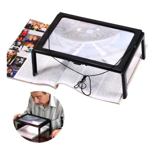 4a 3 X Gran Lectura Iluminada Lupa Lupa Libro Cristal Luz Le