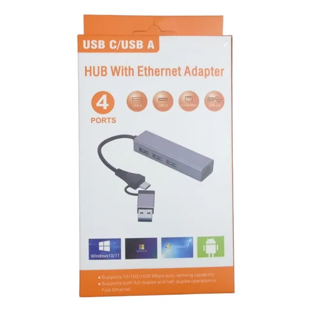 Adaptador Tipo C A Red Multiplicador De Puertos- Otg Usb 3.0
