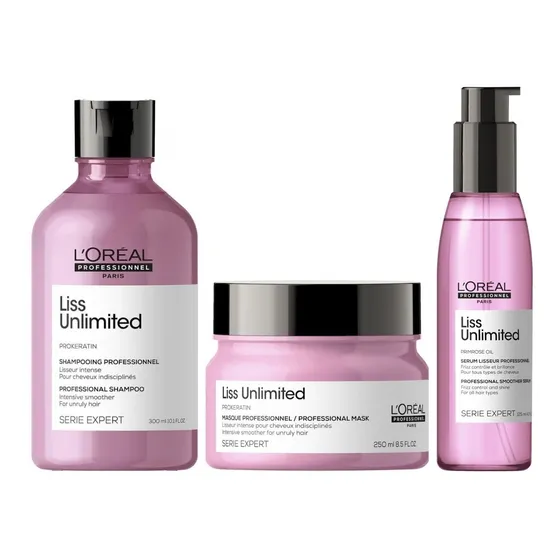 Pack Loreal Antifrizz Liss Unlimited Shampoo Máscara Aceite