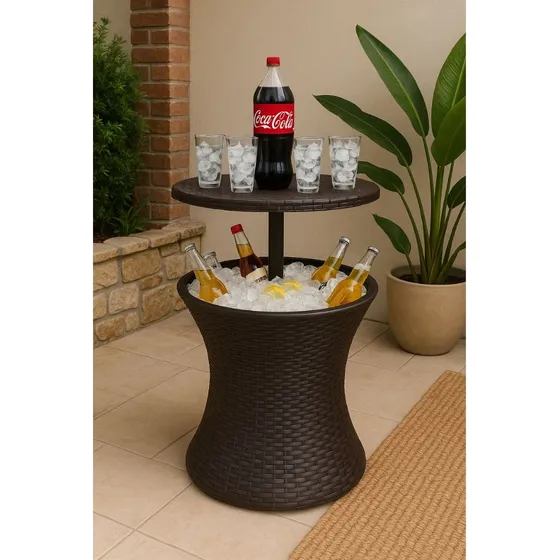 Mesa De Jardin Con Hielera Incorporada Coolbar Lcm