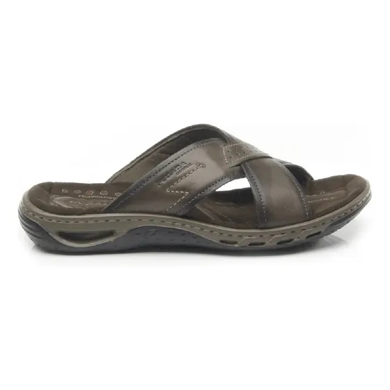 Chinelo Masculino Ortopédico Confortável Couro Pegada