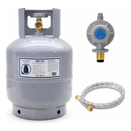 Cilindro / Tanque De Gas Lp 9kg Accesorios Camping Delca Con Nom Garrafa + Regulador Con Maneral + Manguera De Gas 1.5mt