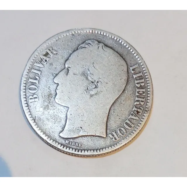 Moneda De 5 Bolivares De Plata Año 1886