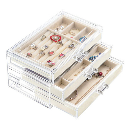 Joyero Organizador De Joyas Caja Aretes Pulceras 3 Niveles Gris Beige Joyero Organizador De Joyas Caja Aretes Pulceras 3 Niveles Gris Beige