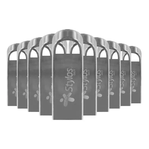 Kit 40 Memorias Usb Stylos 16gb 2.0 Metalica Plata Stmus516b Color Plateado Liso