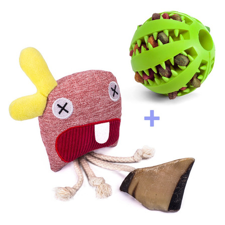 Kit Brinquedo Pet Madog Mar: 1 Bola E 1 Pelúcia Casco Bovino Kit Brinquedo Pet Madog Mar: 1 Bola E 1 Pelúcia Casco Bovino