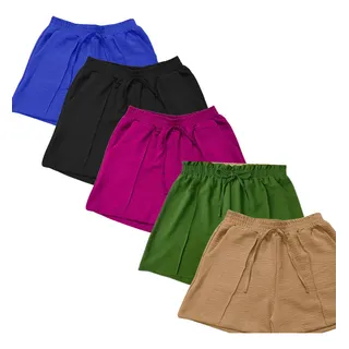 Kit 5 Short Plus Size Feminino Bermuda Com Cintura Alta Leve Kit 5 Short Plus Size Feminino Bermuda Com Cintura Alta Leve