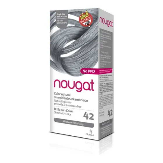 Tintura Plumari Nougat Brillo con color tono 42 gris acero para cabello