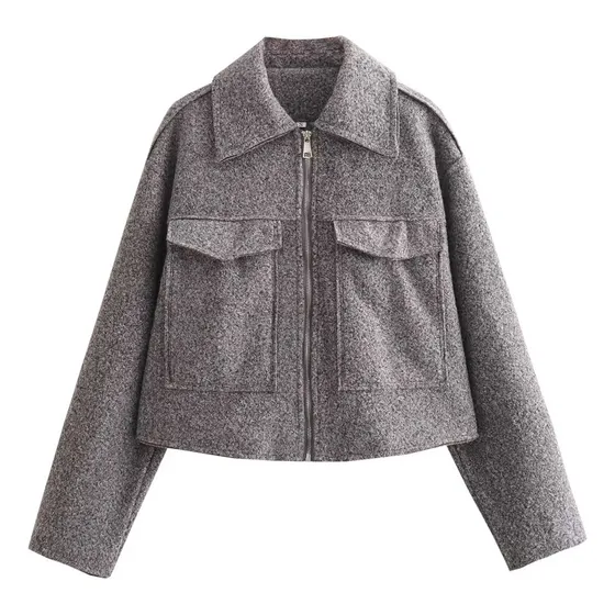 Chaqueta Corta Zra Stock De Siete Colores Para Mujer Con Cremallera Para Fast