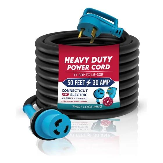 Cable De Extensión Para Rv/ev De 30 Amperios De 50 Pies