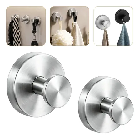 Kit Ganchos Ventosa Multiuso Inox Redondo Suporte Sem Furo Prateado Kit 2