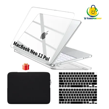 Capa Para Macbook Neo 13 2026 A3404 A18 Pro Transparente Capatransparente-prottecladopreto-bolsainternapreta13p