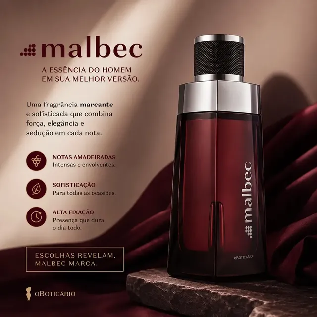 Desodorante Colônia Malbec Tradicional Fragrância Amadeirada O Boticário 100ml