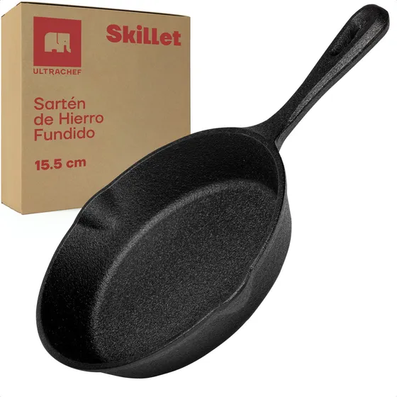 Sartén Ultrachef Skillet de Hierro Fundido Pre Curado 15.5 cm Color Negro