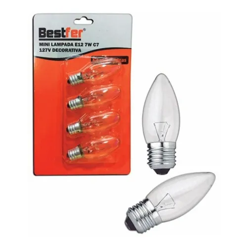 Lampada Mini Decorativa E12 7w 127v Com 4 Pecas