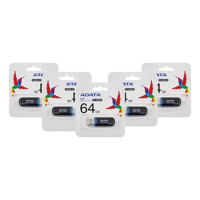 Kit 5 Memoria Usb 2.0 Adata 64gb C906 Flash Drive Plástico Color Negro Liso
