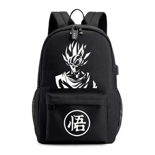 Mochilas Escolares Estudiantes Luminous Usb Carga Goku Negro Color Style A Genérica