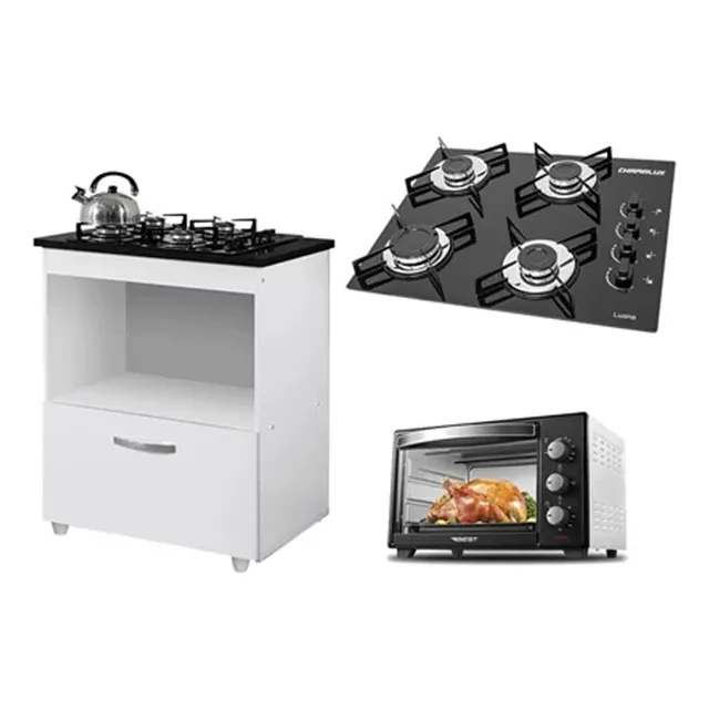 Kit Balcão Cooktop 1 Porta Br C/forno Elétrico 48l 220v C/fo