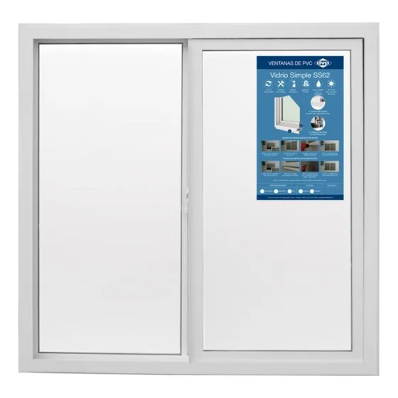 Ventana Vidrio Simple Pvc Corredera Blanca 100x100cm Dvp Color Blanco