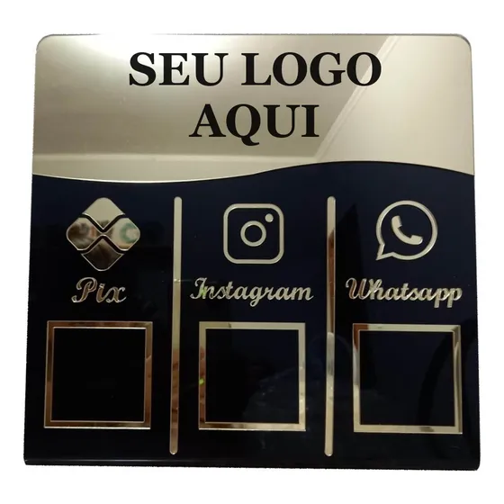 Placa Pix, Instagram E Whatsapp Qr Code Balcão Personalizada