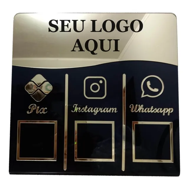 Placa Pix, Instagram E Whatsapp Qr Code Balcão Personalizada