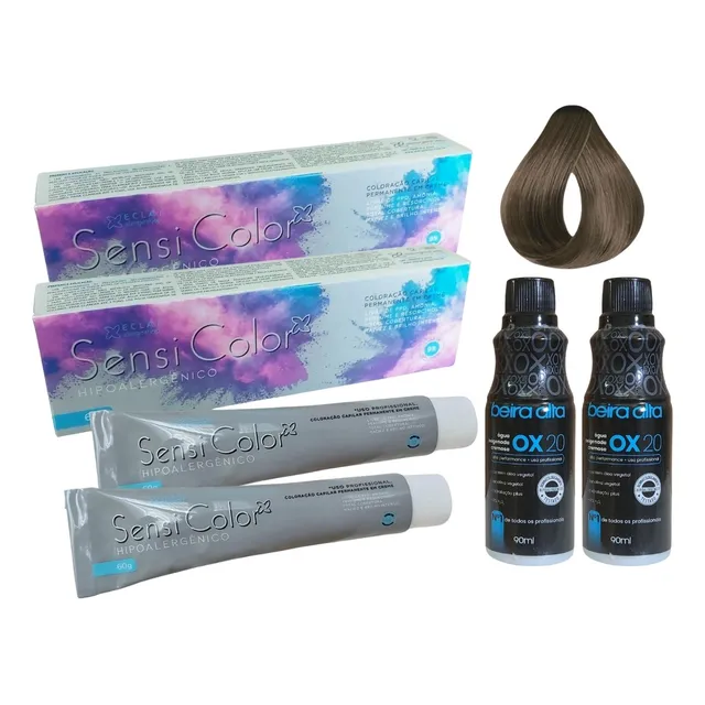 Kit 2 Tintura Sensicolor Alergoshop Hipoalergênica + 2 Ox 20