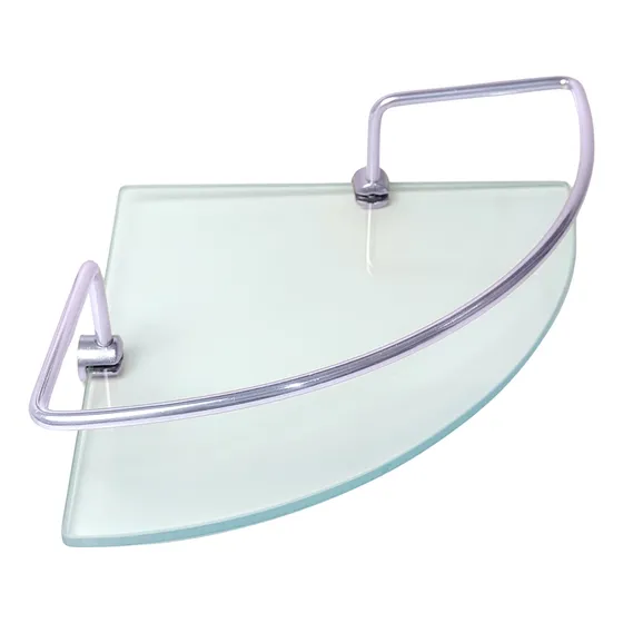 Porta Shampoo De Canto Cromado Grade Com Vidro P/ Banheiro
