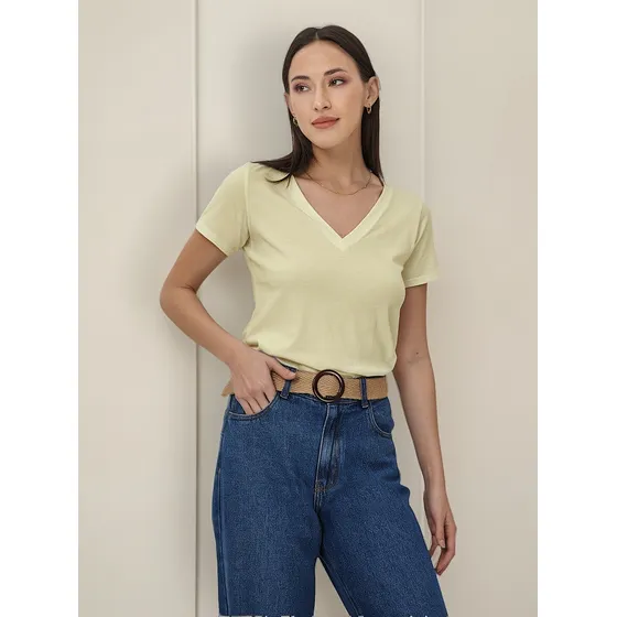 Remera Cuello V Mujer Básica Algodón X4