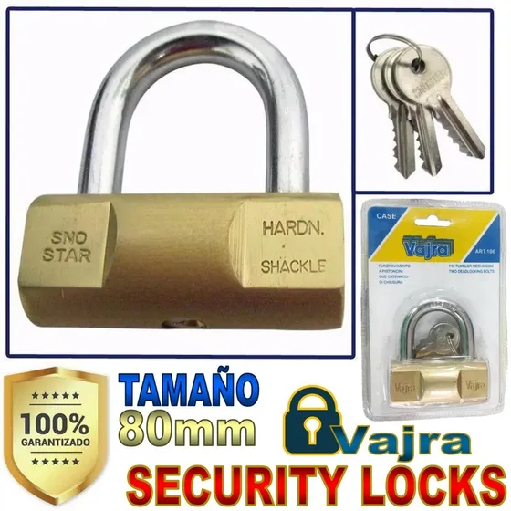 Candado Barril 80mm De Seguridad Vilo Vajra 3 Llaves Acero