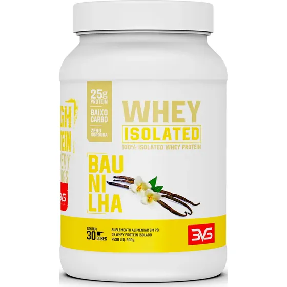 100% Whey Protein Isolada 900g Sabor: Baunilha - Proteína 100% Pura Adoçado Naturalmente Com Estévia - 3VS Nutrition