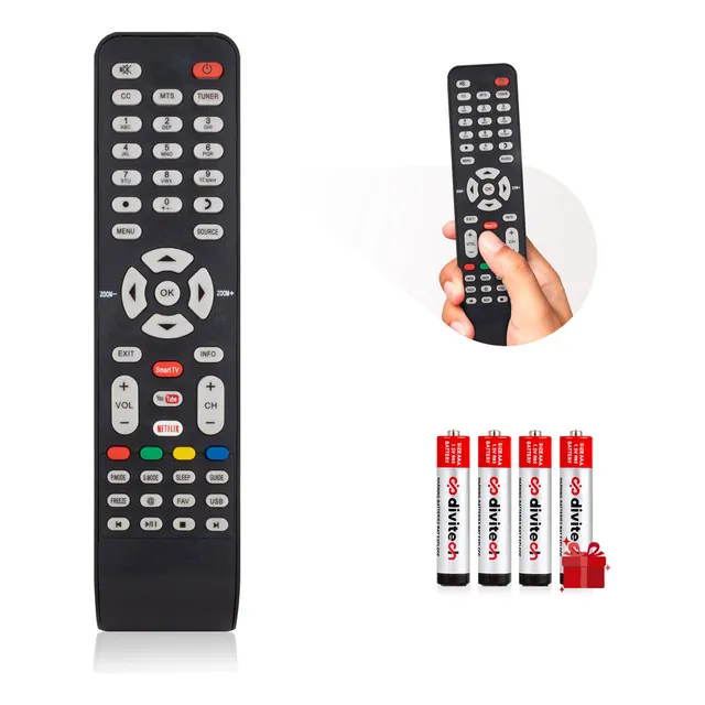 Control Remoto Compatible Con Pantalla Jvc Lk2019 Si32hs Smart Tv Kodak 49e300c Speler 55e4900fs Hkpro Netflix 06-519w49-c005x + 4 Pilas Divitech® AAA